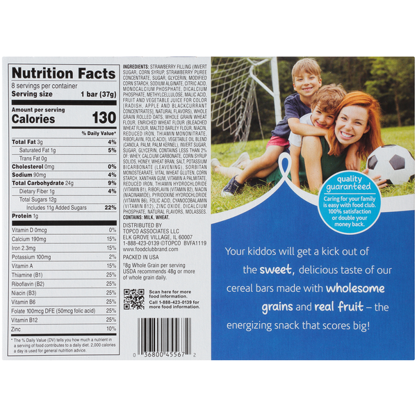 Food Club Strawberry Fruit & Grain Cereal Bars