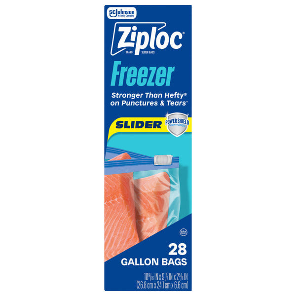 Ziploc Gallon Freezer Slider Bags, Power Shield™ Technology for More Durability