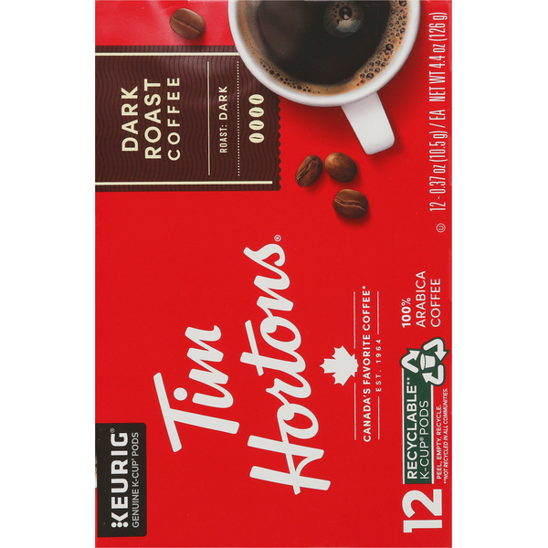 Tim Hortons Coffee, Dark Roast, K-Cup Pods