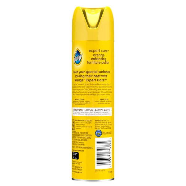 Pledge® Expert Care™ Wood Polish Shines and Protects Aerosol, Orange Enhancing