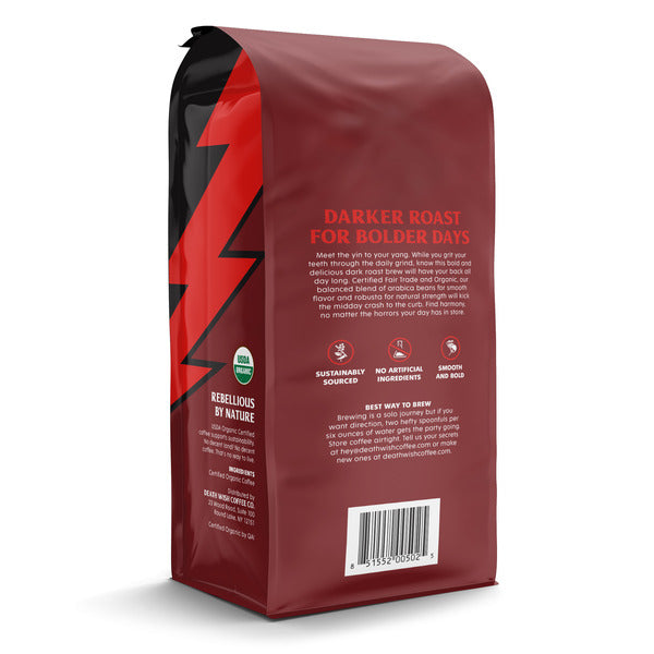 Death Wish Coffee Dark Roast, Organic and Fair Trade, Whole Bean Coffee