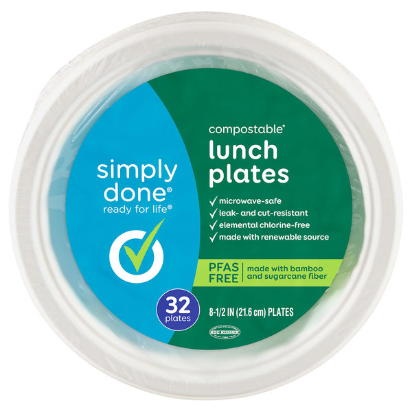Simply Done Compostable 8.5 Inch Lunch Plates