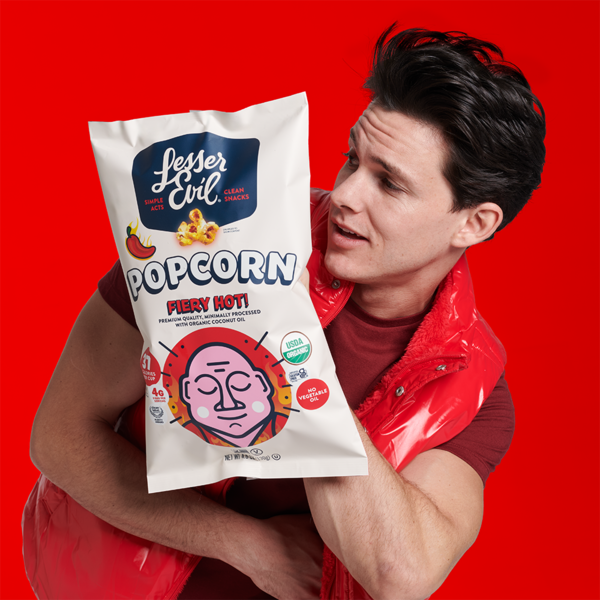 LesserEvil Organic Popcorn, Fiery Hot