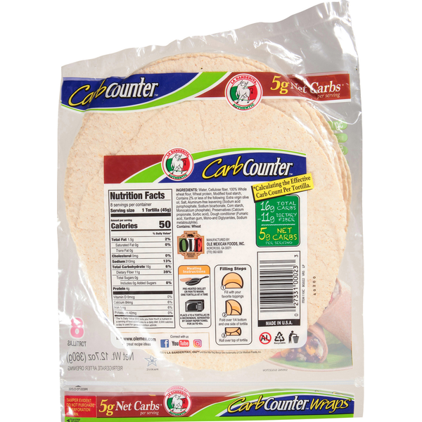 La Banderita Carb Counter Whole Wheat, 8" Tortillas, Keto Certified