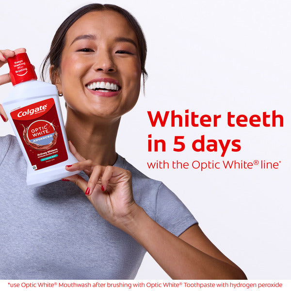 Colgate Optic White Whitening Mouthwash, Alcohol Free, Icy Fresh Mint