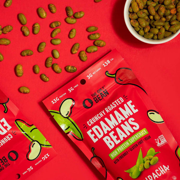 The Only Bean Crunchy Roasted Edamame Snacks (Sriracha), Healthy Low Carb