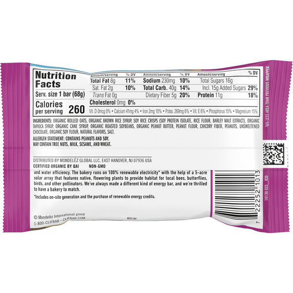CLIF BAR Chocolate Chip Peanut Crunch Energy Bar, Non-Gmo, Plant Based Protein Bars