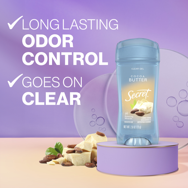 Secret Fresh Clear Gel Antiperspirant and Deodorant, Cocoa Butter Scent