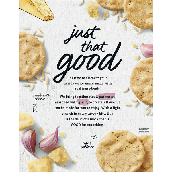 GOOD THINS Parmesan & Garlic Rice & Cheese Snacks Gluten Free Crackers, Snack Crackers