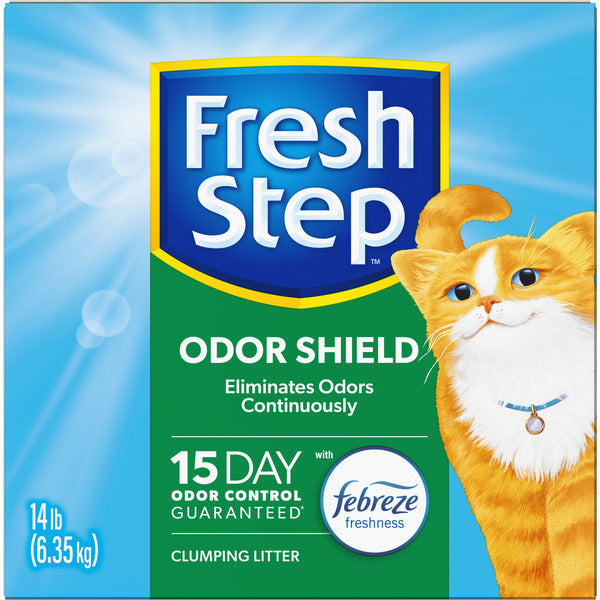 Fresh Step Odor Shield Clumping Cat Litter, Febreze Freshness, Continuous Odor Eliminator