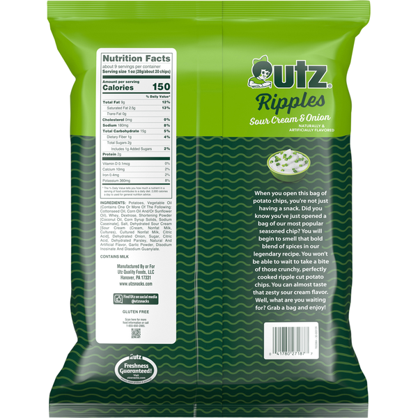 Utz Ripples Sour Cream & Onion Potato Chips Family Size