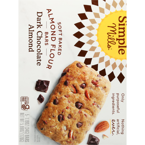 Simple Mills Soft Baked Almond Flour Bars, Dark Chocolate Almond