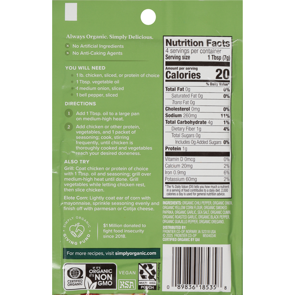 Simply Organic Fajita Seasoning Mix