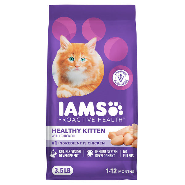 IAMS PROACTIVE HEALTH Healthy Kitten Dry Cat Food with Chicken Cat Kibble, 3.5 lb. Bag DestGlow