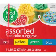 Food Club Food Color & Egg Dye, Assorted️