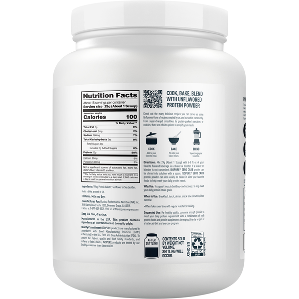 Isopure Unflavored Protein Powder Drink Mix
