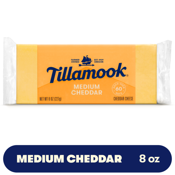 Tillamook Medium Cheddar Cheese Block, 8oz