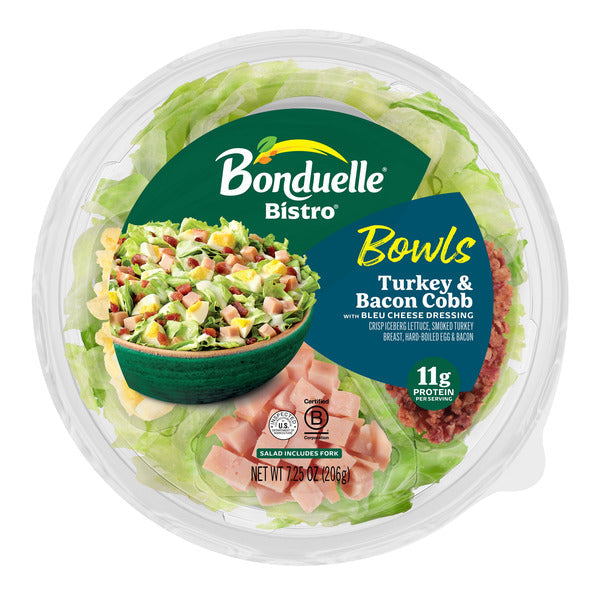 Bonduelle Bistro Turkey & Bacon Cobb Salad Bowl with Bleu Cheese Dressing
