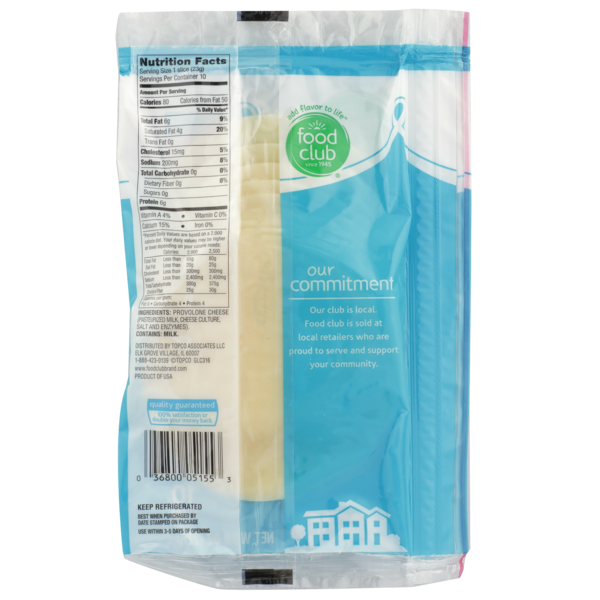 Food Club Deli-style Sliced Not Smoked Provolone Cheese