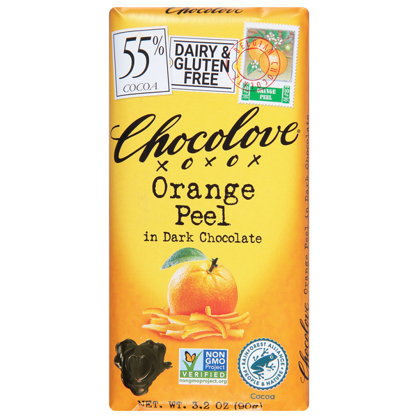 Chocolove Orange Peel, in Dark Chocolate, 55% Cocoa