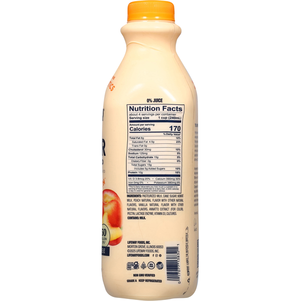 Lifeway Lactose Free Cultured Whole Milk Peach Kefir