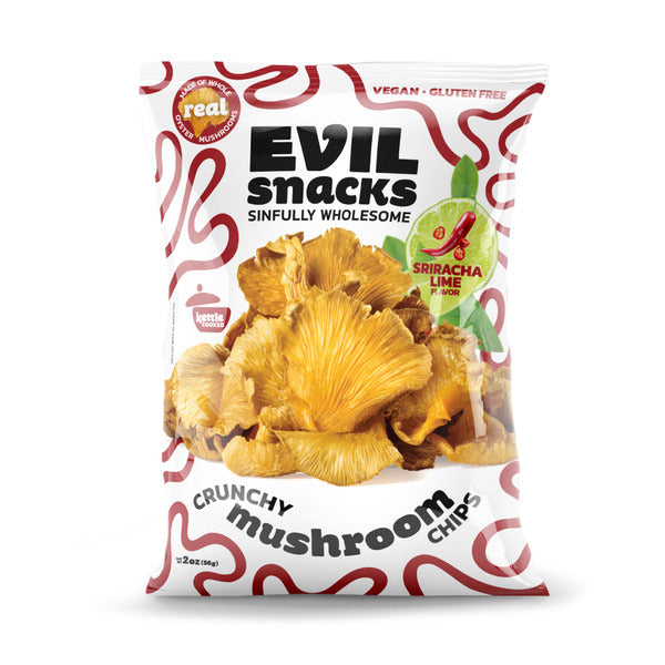 Evil Snacks Crunchy Mushroom Chips, Sriracha Lime