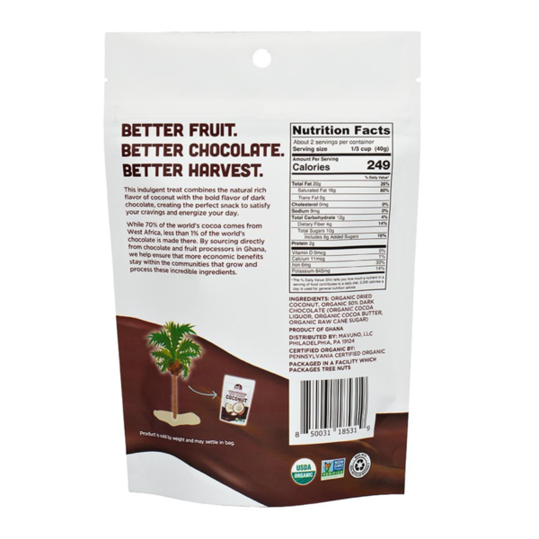 Mavuno Harvest Organic Dried Coconut Dipped in Dark Chocolate