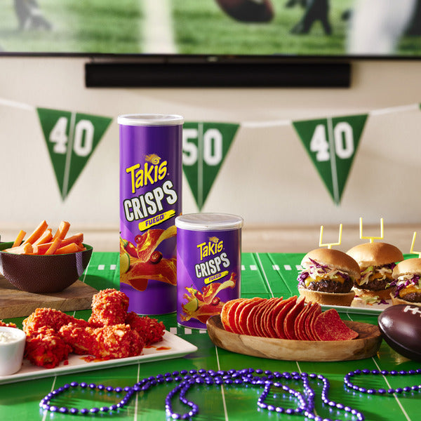 Takis Fuego Crisps 5.5 oz Sharing Size Can, Hot Chili Pepper & Lime Flavored Extreme Spicy Potato Crisps DestGlow