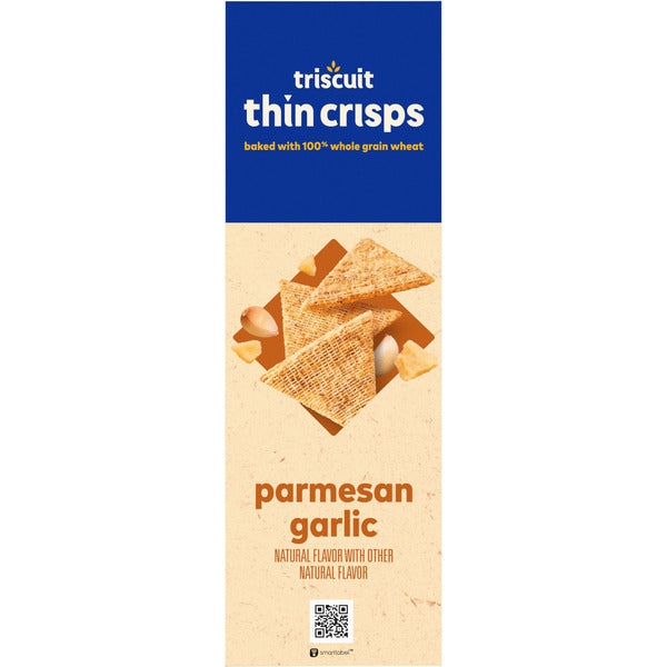 TRISCUIT Thin Crisps Parmesan Garlic Whole Grain Wheat Crackers, Lunch Snacks 7 oz