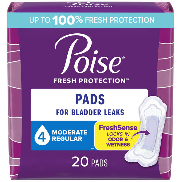Poise Incontinence Pads, Moderate Absorbency, Regular Length