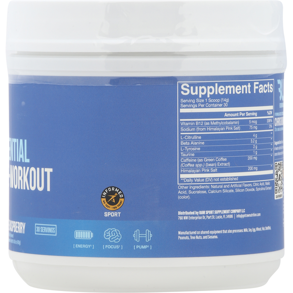 RAW Essential Blue Raspberry Pre-Workout