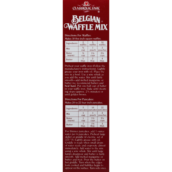 Classique Fare Waffle Mix, Belgian