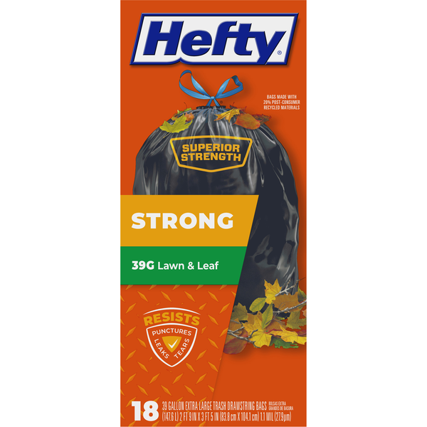 Hefty Strong Lawn & Leaf Extra Large Trash Drawstring Bags