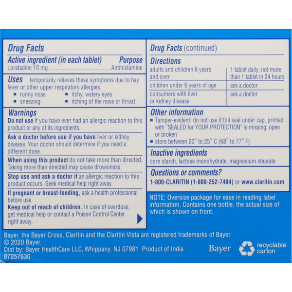 Claritin 24 Hour Non Drowsy Allergy Tablets