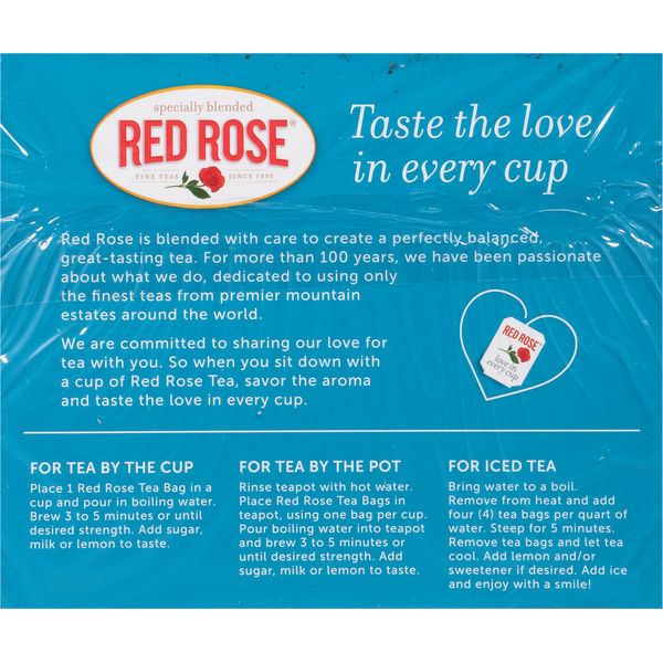 Red Rose Black Tea, Original, Tea Bags