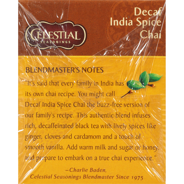 Celestial Seasonings Black Tea & Exotic Spices, Decaf India Spice Chai, Tea Bags