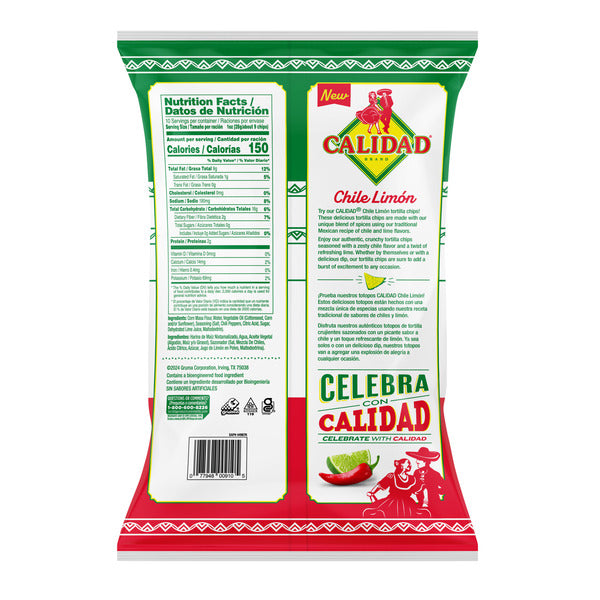 Calidad Chile Limon Tortilla Chips, 10 Ounce Bag