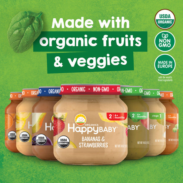Happy Baby Organics Organics Clearly Crafted Stage 2 Apples & Spinach Jar 4 oz
