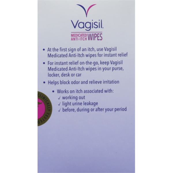 Vagisil Wipes, Medicated, Maximum Strength, Anti-Itch - 5 x 7.28