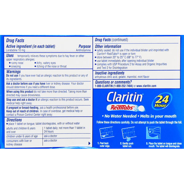 Claritin 24 Hour Non-Drowsy Allergy RediTabs