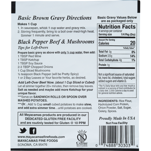 Mayacamas Fine Foods Gluten Free Brown Gravy Mix