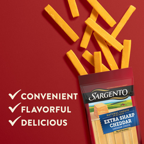 Sargento Natural Extra Sharp Cheddar Cheese Sticks, 12-Count