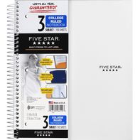 Five Star Notebook, 3 Subject, College Ruled, 150 ...
️