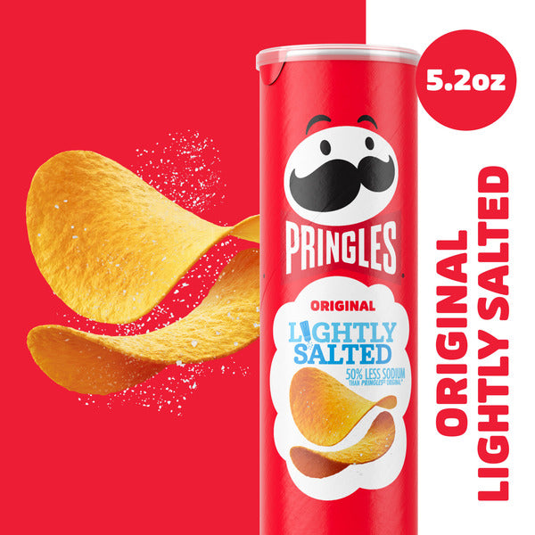 Pringles Lightly Salted Original Potato Crisps Chips, Lunch Snacks, 5.2 oz