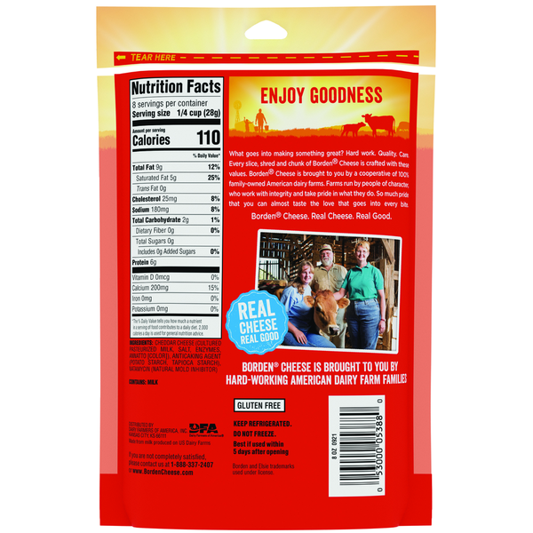 Borden Finely Shredded Cheese, Sharp Cheddar