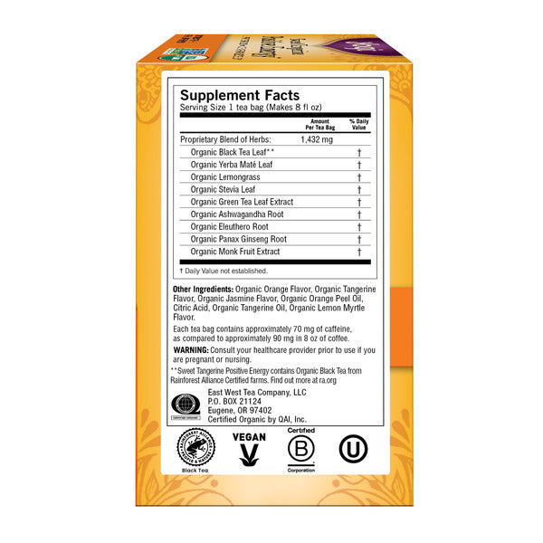 Yogi Tea Black Tea, Sweet Tangerine Positive Energy Tea, Contains Caffeine
