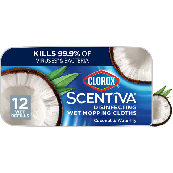 Clorox Scentiva Disinfecting Wet Mopping Cloths, Coconut and Waterlily