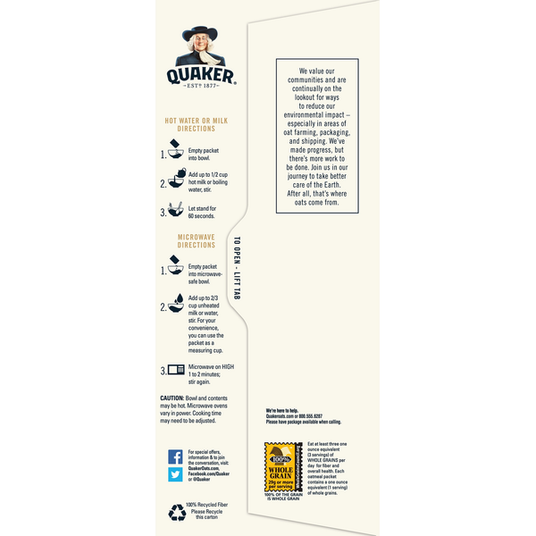 Quaker Instant Oatmeal, Maple & Brown Sugar - Pack