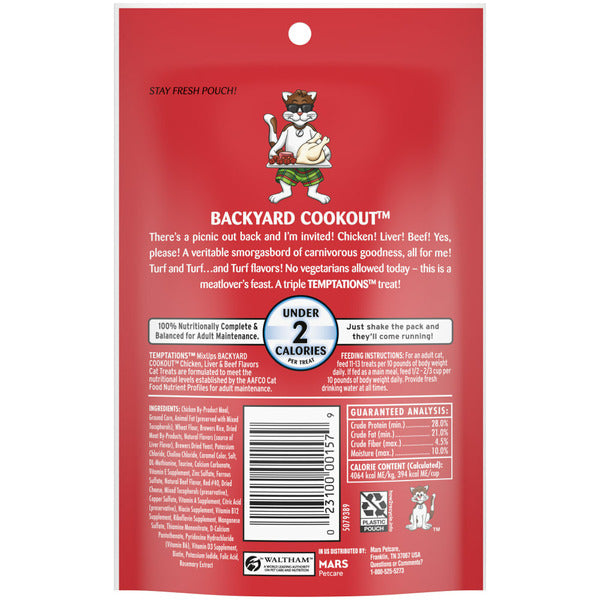 TEMPTATIONS MixUps Crunchy and Soft Cat Treats Backyard Cookout Flavor