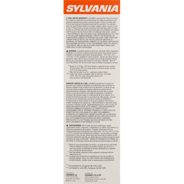 SYLVANIA Light Bulbs, LED, Soft White, 8 Watts